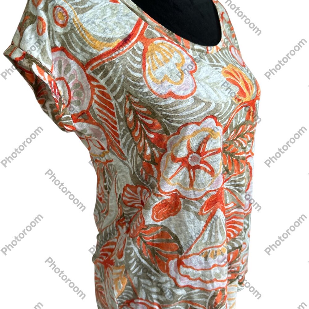 Bundle LOFT Linen Multicolor Floral Short Sleeve Blouse . 18" Chest - Picture 2 of 5